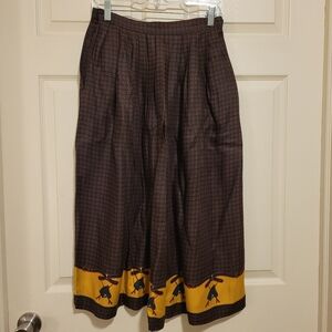 Vintage Skirt Pleated Equestrian Size 10 Multicolor Japan Made Decouve Midi
